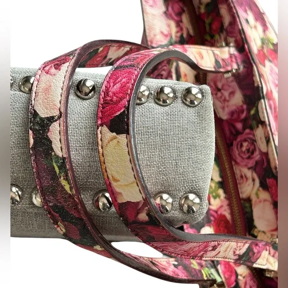 Kate Spade New York Grant Street Grainy Vinyl Juno Tote Bag Roses Floral Large - Picture 7 of 15